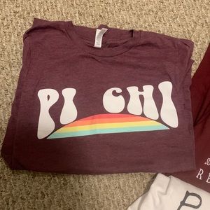 Pi Chi or sorority recruitment shirts.